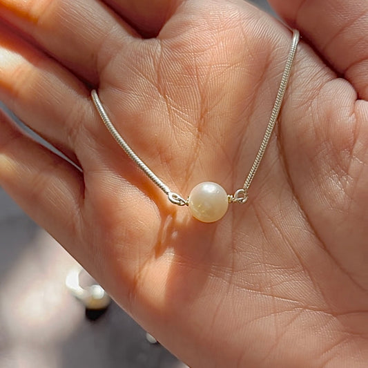 925 Silver Natural Pearl Pendant Necklace