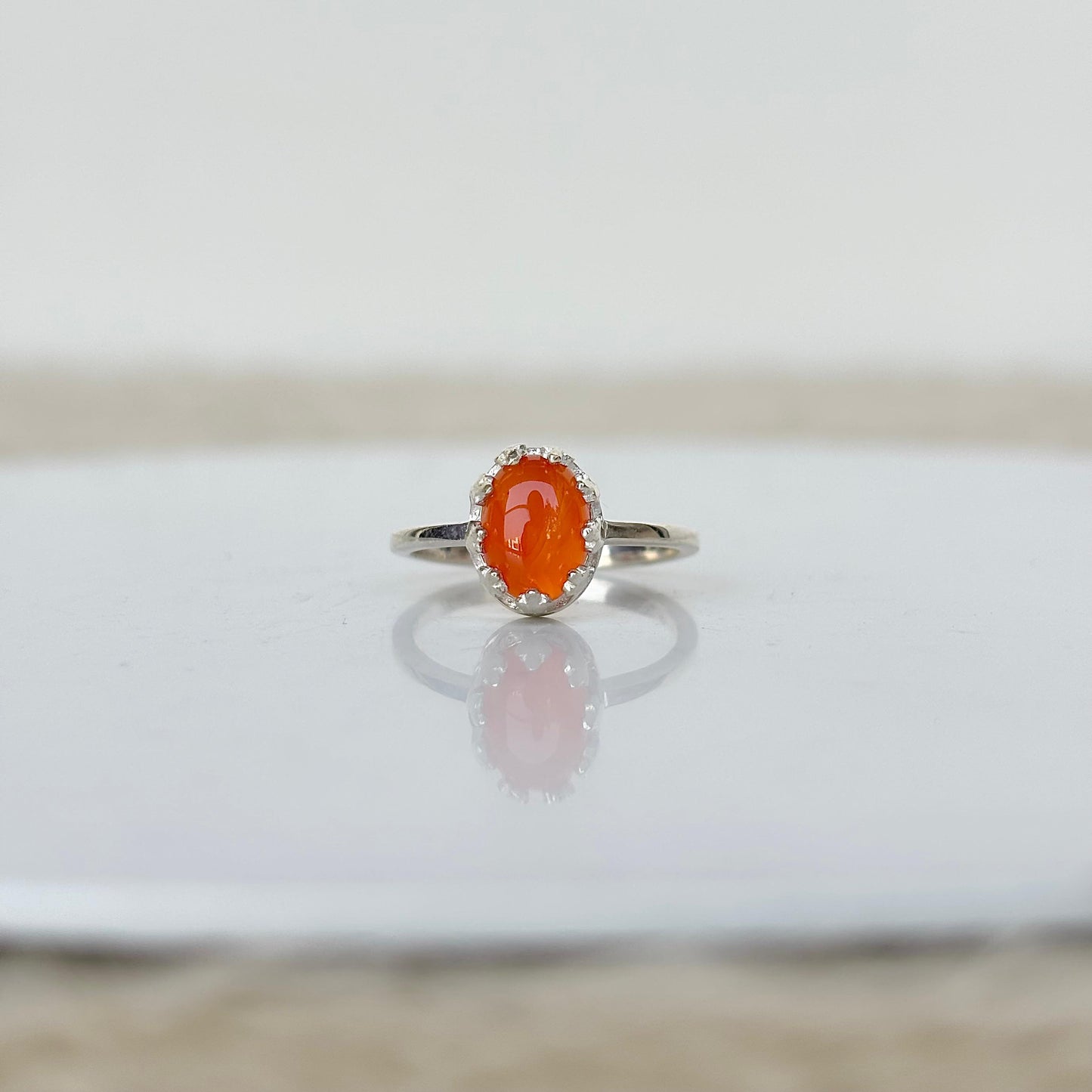 925 Silver Natural Oval Shape Carnelian Ring