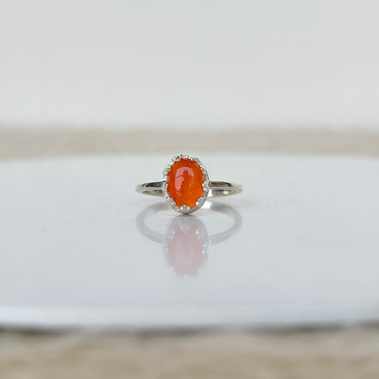 925 Silver Natural Oval Shape Carnelian Ring