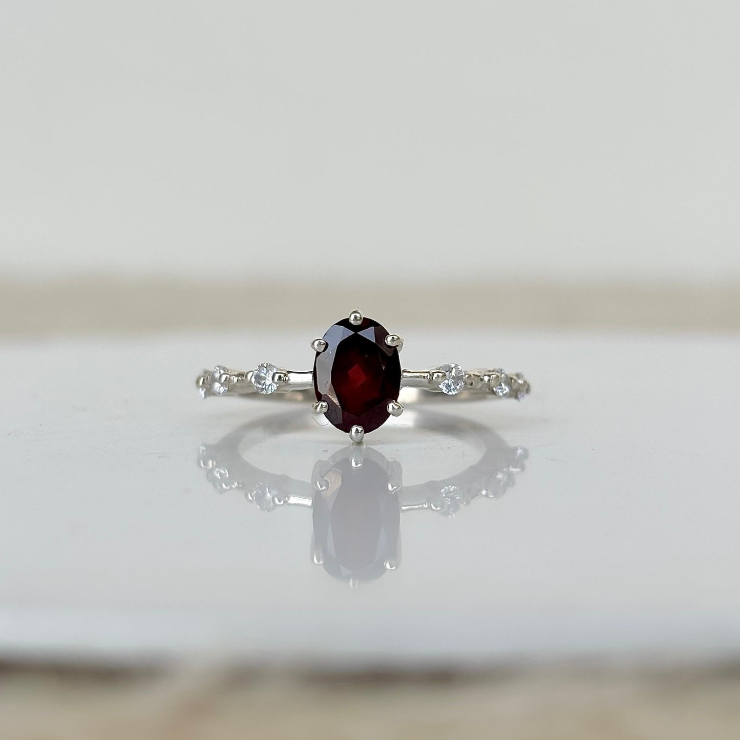 925 Pure Silver Natural Garnet Ring  – Certified