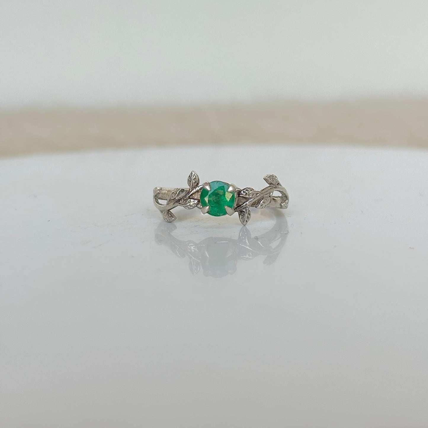 925 Silver Natural Zambian Emerald Ring- May Birthstone