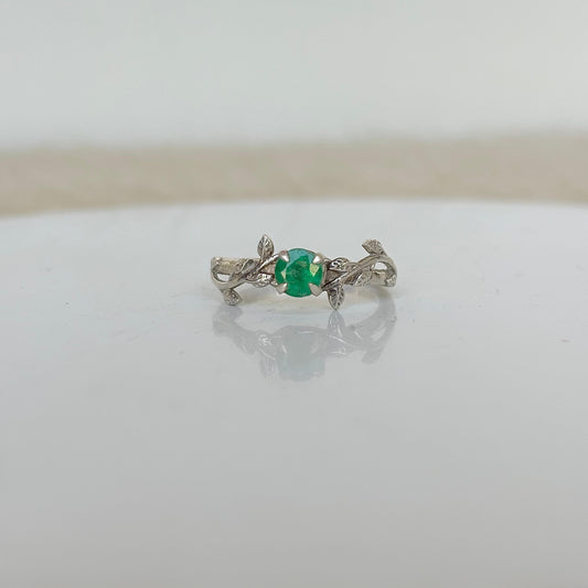 925 Silver Natural Zambian Emerald Ring- May Birthstone