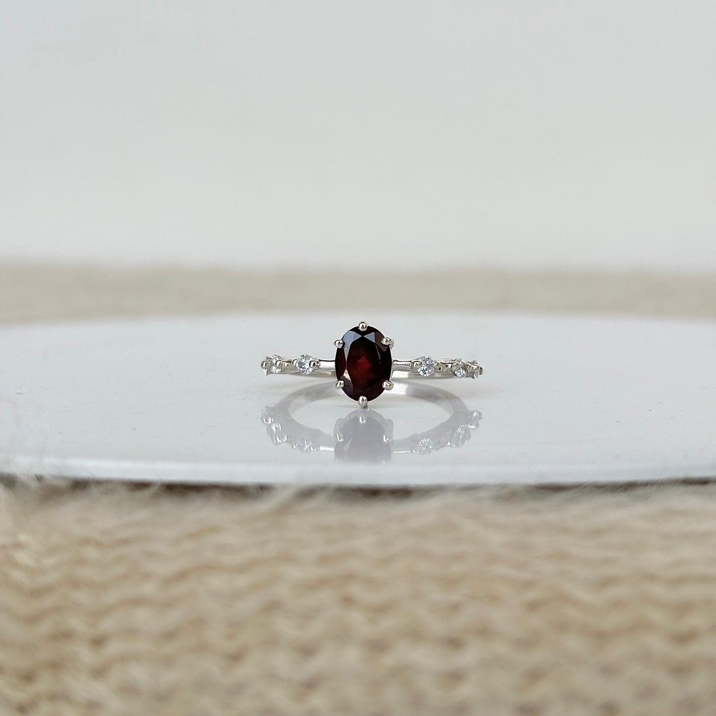 925 Pure Silver Natural Garnet Ring  – Certified