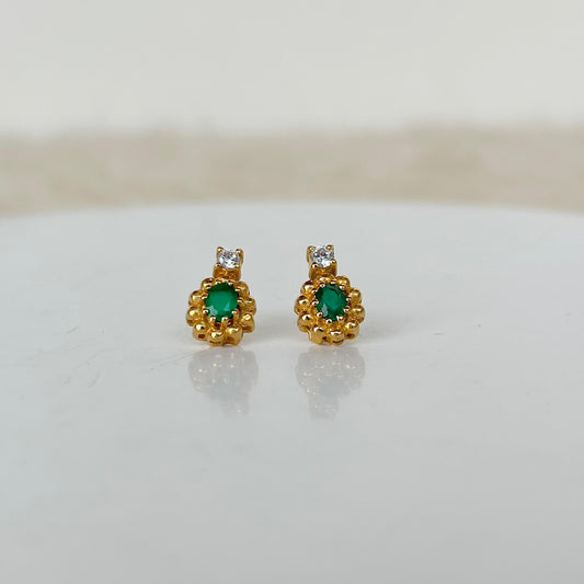 925 Silver Natural Green Onyx Drop Earrings