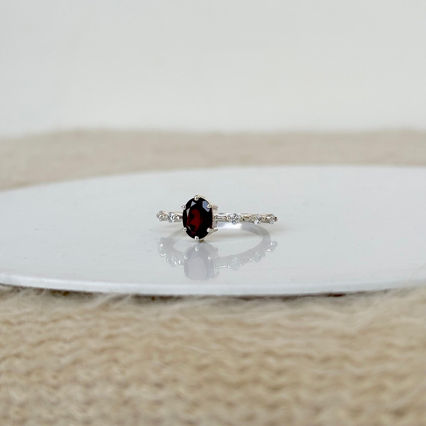 925 Pure Silver Natural Garnet Ring  – Certified